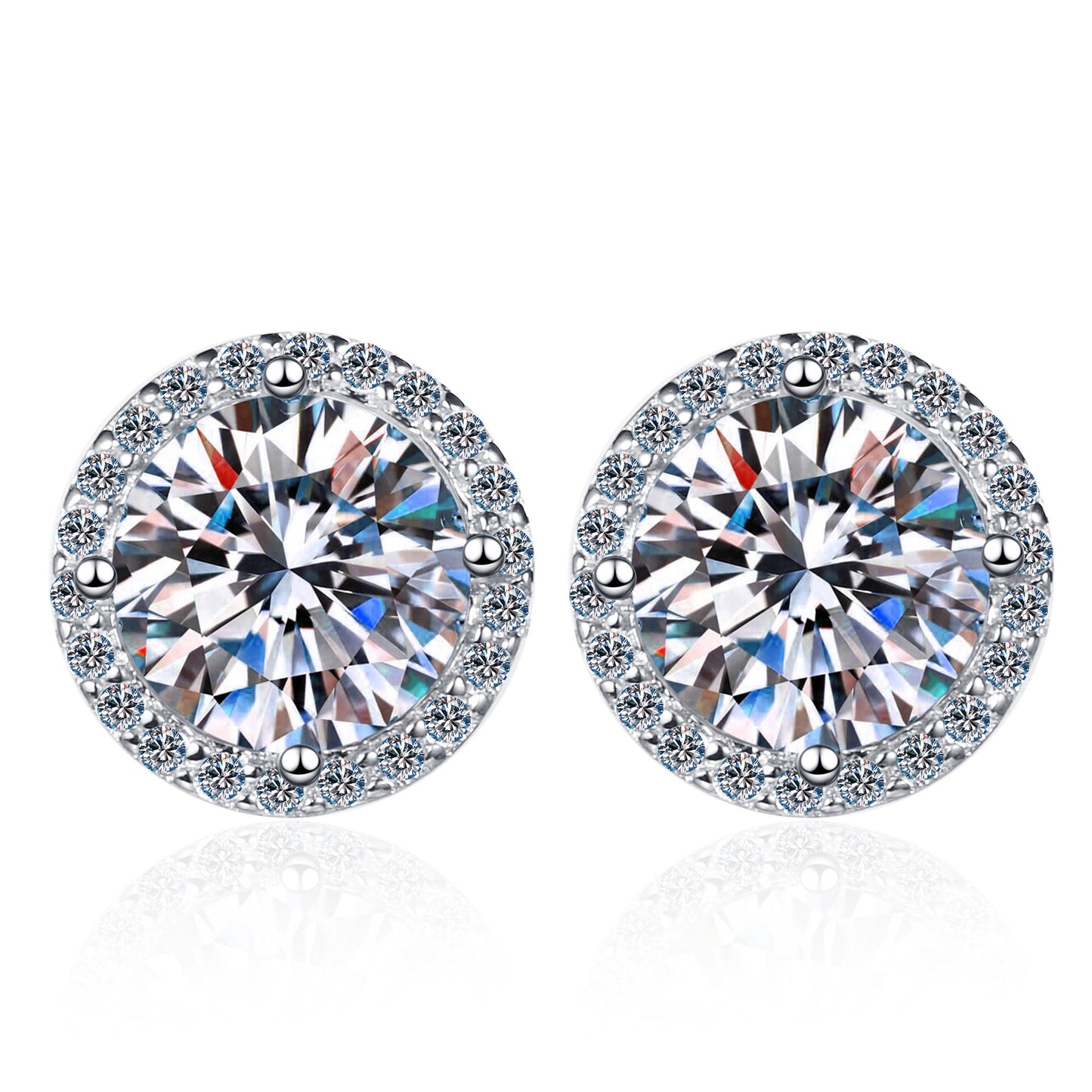 925 Sterling Silver Stud Earrings 1 Karat Moissanite