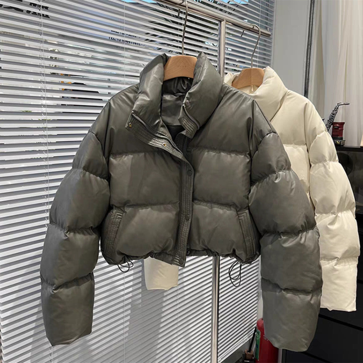 Women's Fashion Stand Collar White Duck Down Jacket