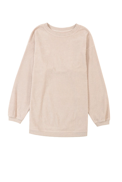 Sweat-shirt surdimensionné côtelé rose fraise