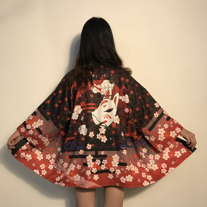 Été femmes Harajuku impression numérique Kimono manteau manteau Cardigan