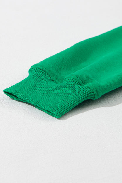 Sudadera verde con bordado de chenilla LUCKY Aphabet