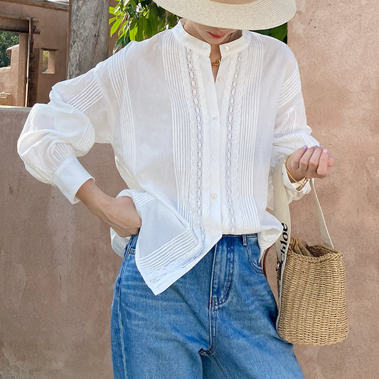 Chemise femme manches longues en coton français