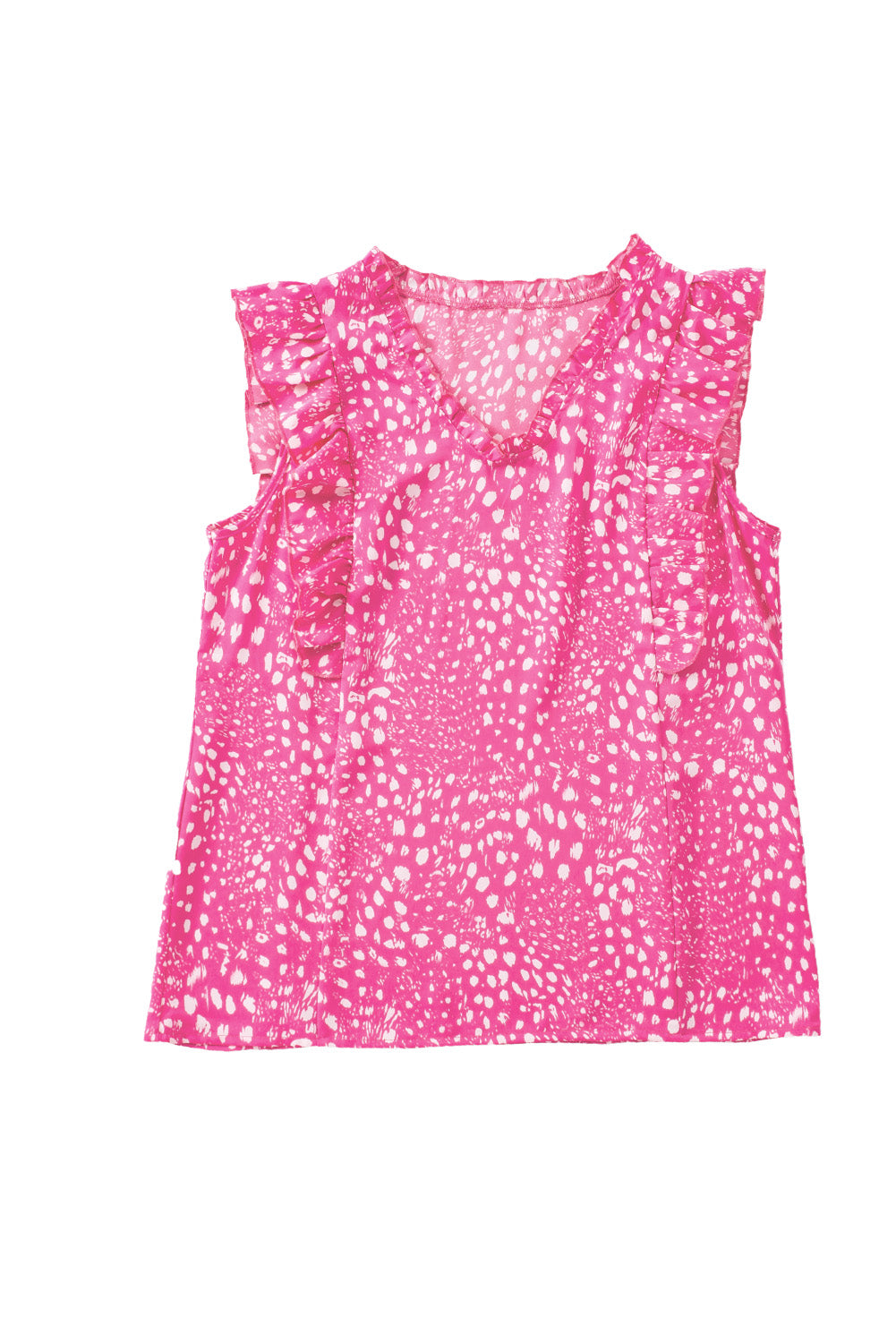 Rose Leopard Ruffle Trim Tank Top