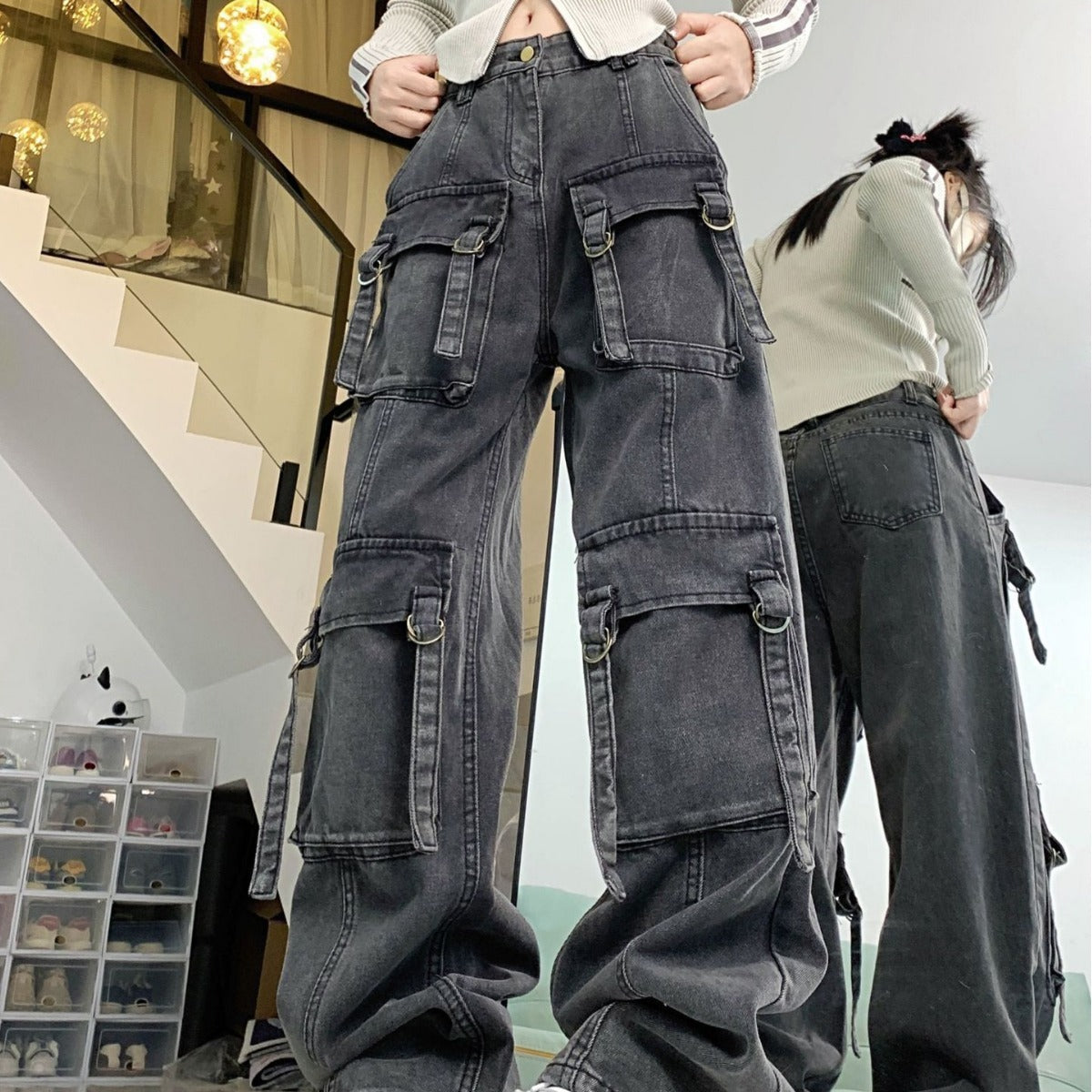 Street High Waist Loose Straight Pants