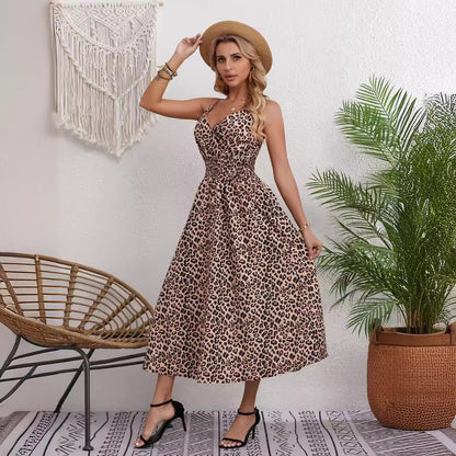 European And American Leopard Print Large Swing Dress