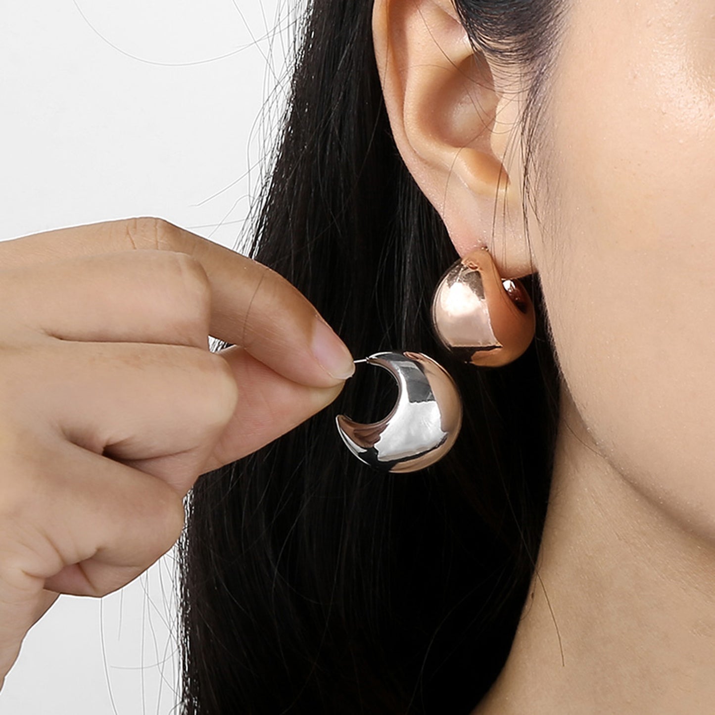 Stainless Steel Moon Shape Earrings