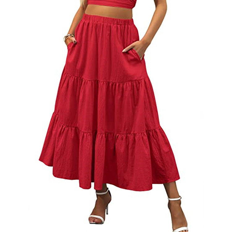 Women's Summer Bohemian Long Skirt With Pockets