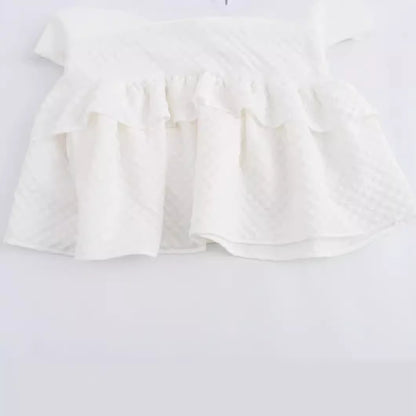 Casual Simple Puff Sleeve Ruffled Dress