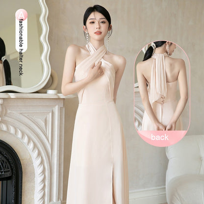 Champagne Satin Bridesmaid Dress For Women