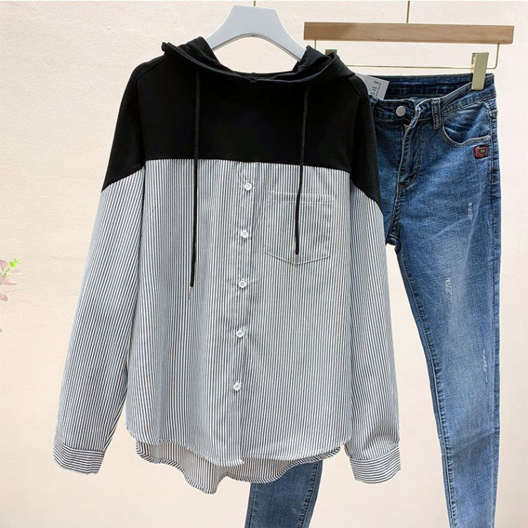 Women's Fashion All-matching Loose Patchwork Top