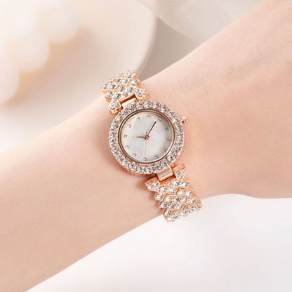 Reloj de cuarzo de aleación de diamantes para mujer, sencillo y moderno