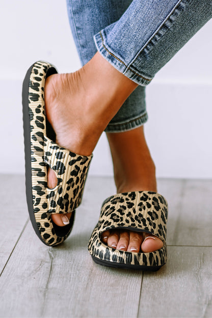 Leopard Cloud Slides Thick Flat Slippers