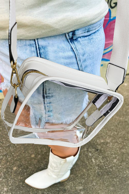 Sac à bandoulière en cuir PVC transparent blanc