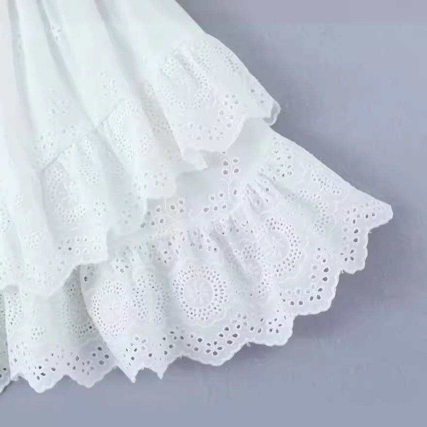 French Style Pure White Lace Skirt