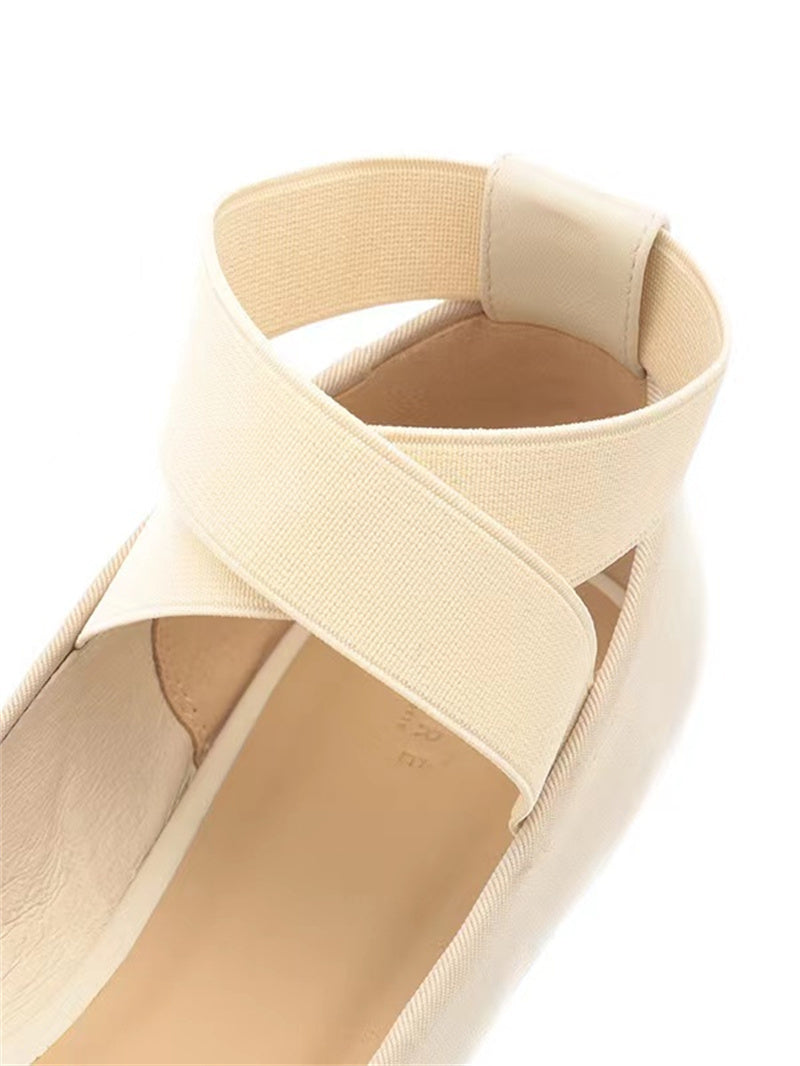 Women's Ballet Comfort Strap Leather Low Heel Pumps