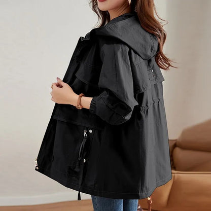 Trench-coat grande taille de style occidental pour maman d'âge moyen