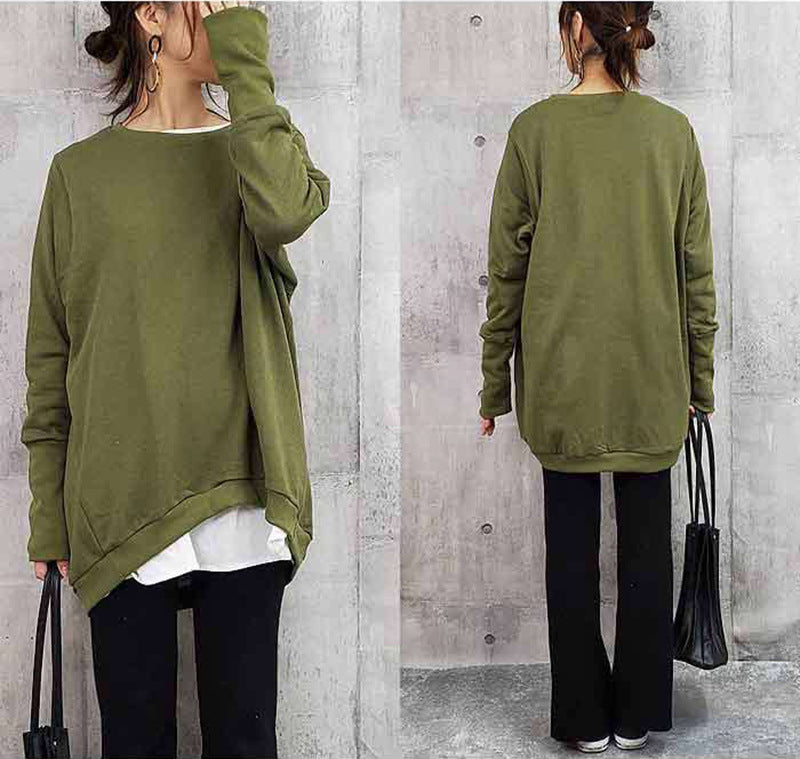 Women's Cotton Sweater Loose And Idle Large Version Solid Color