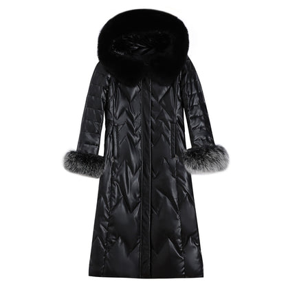 Women's Fashion Fox Fur Collar Hooded Jacket