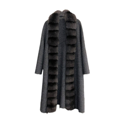 Alpaca Fleecefiber Coat Detachable Fox Fur Collar