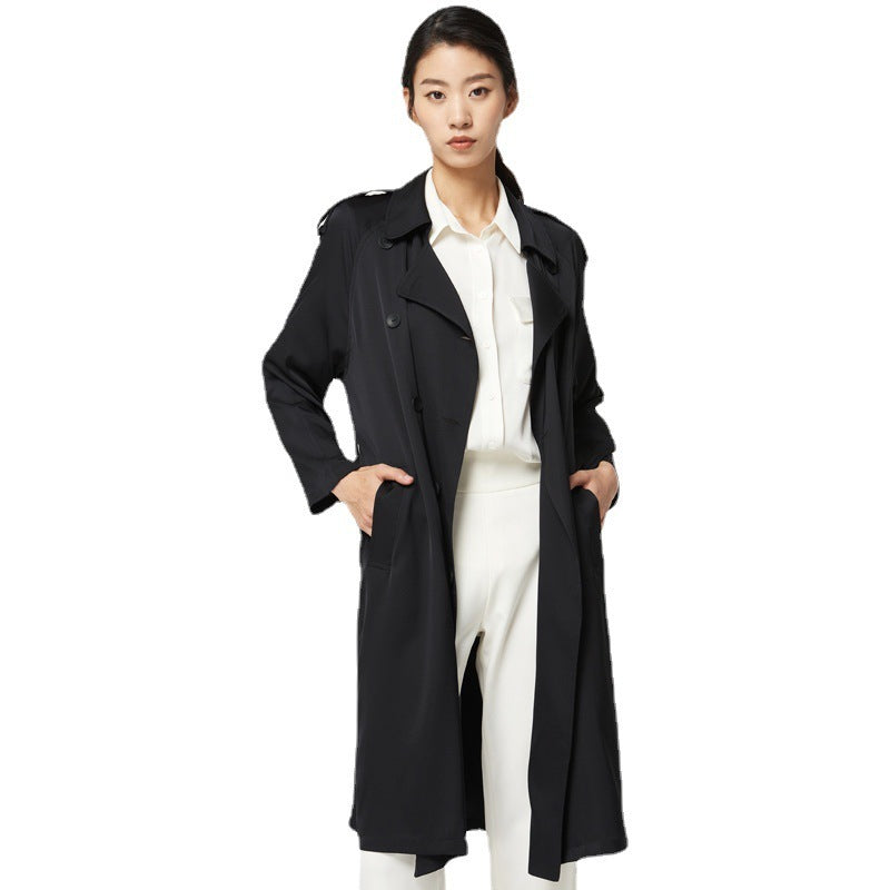 Trench mi-long en double soie pour femme