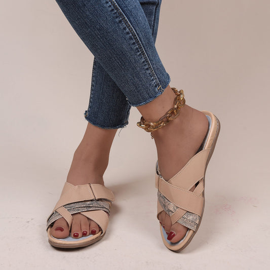 Crisscross PU Leather Open Toe Sandals