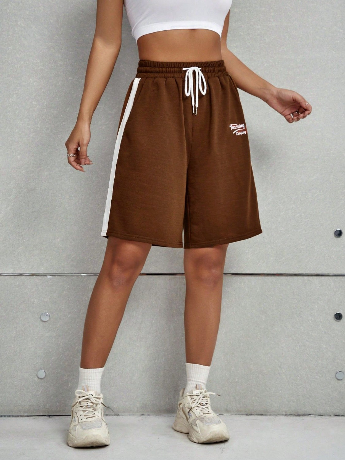 Drawstring Elastic Waist Shorts