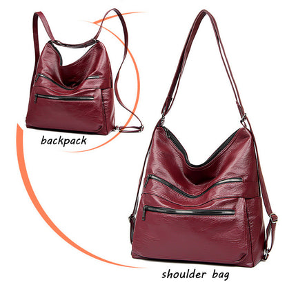 Bolso de hombro con cremallera doble para mujer, bolsos de alta capacidad, mochila ajustable