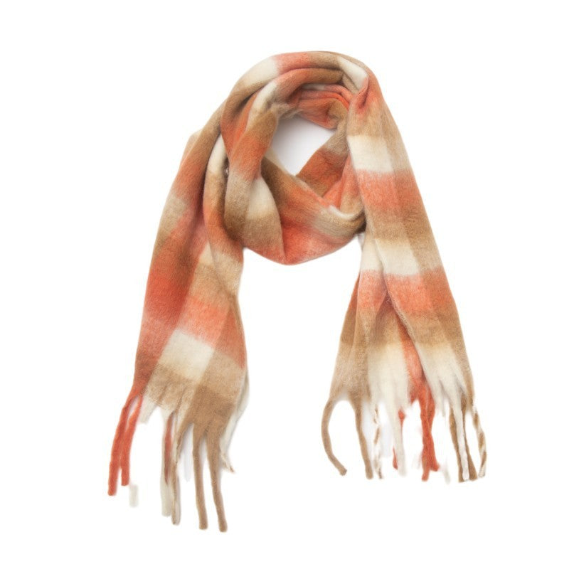 European And American Circle Yarn Thickened Thick Plaid Scarf