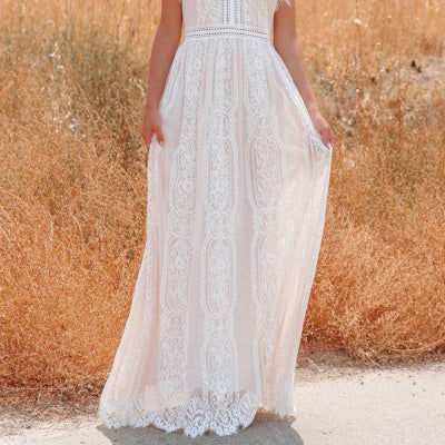 Robe en tulle d'automne Robe de mariée pull en V profond