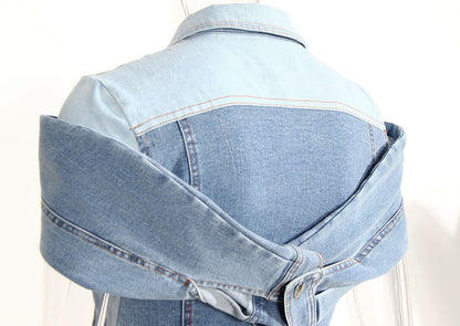 Chemise habillée à bandes douce et fraîche, chemise en jean amincissante