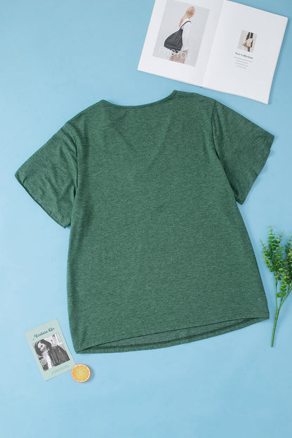 Blusa con manga de pétalo y cuello en V de talla grande