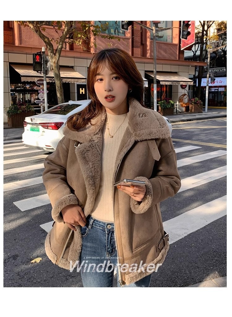 Fur Integrated Berber Fleece Coat Women