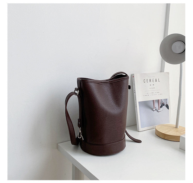 Sac seau cylindrique de grande capacité pour femmes, sac croisé à bandoulière simple