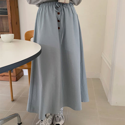 Women's Fashion Washed Cotton Casual All-matching Drawstring Skirt