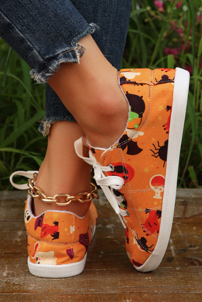 Zapatillas de deporte naranja rojizo Halloween Ghouls &amp; Pumpkin