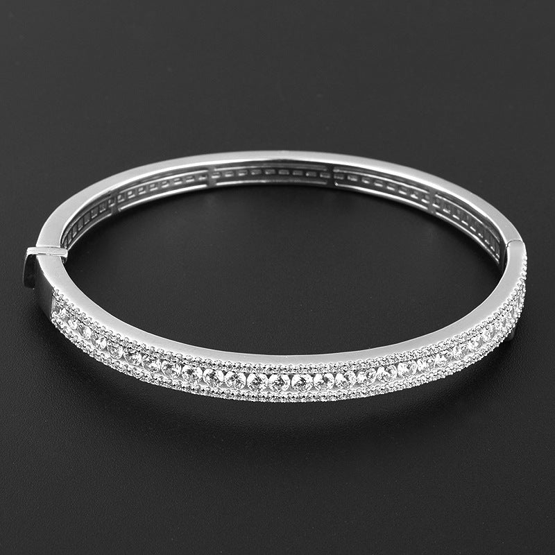 Pulsera de plata esterlina de moda para mujer con circonitas de diamantes de imitación