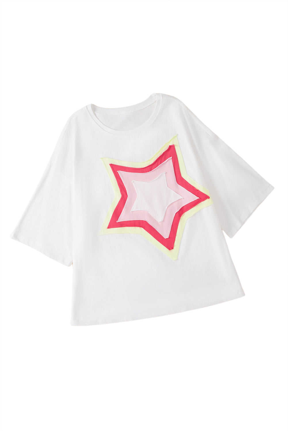 Moonlight Jade Colorblock Star Patched Half Sleeve Oversized Tee