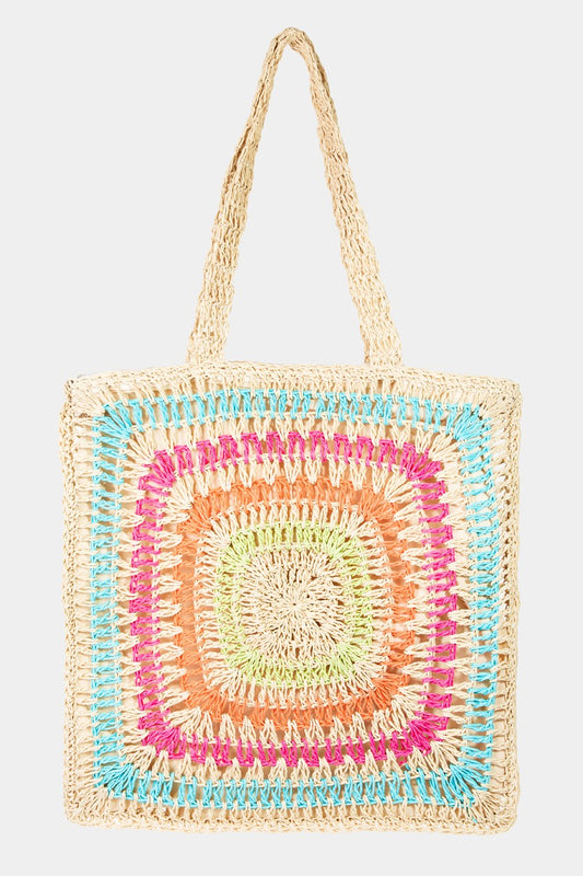 Bolso tote de punto de crochet Fame Rainbow