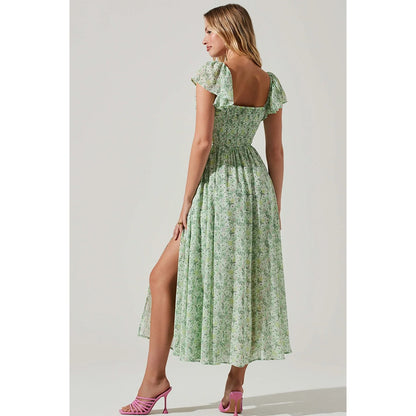 Vestido de longitud media para mujer con temperamento adelgazante y cintura temblorosa verde de moda