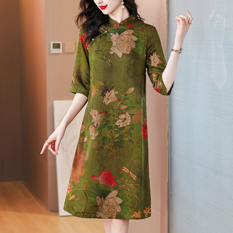 Robe d'été de style national Cheongsam vintage chinois