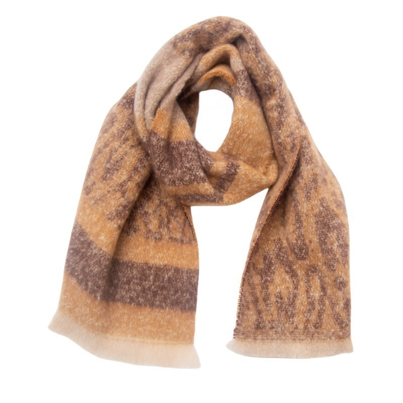 European And American Men's And Women's Short Beard Leopard Scarf