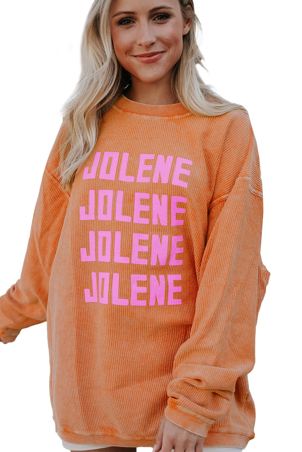 Sweat-shirt surdimensionné côtelé rose fraise