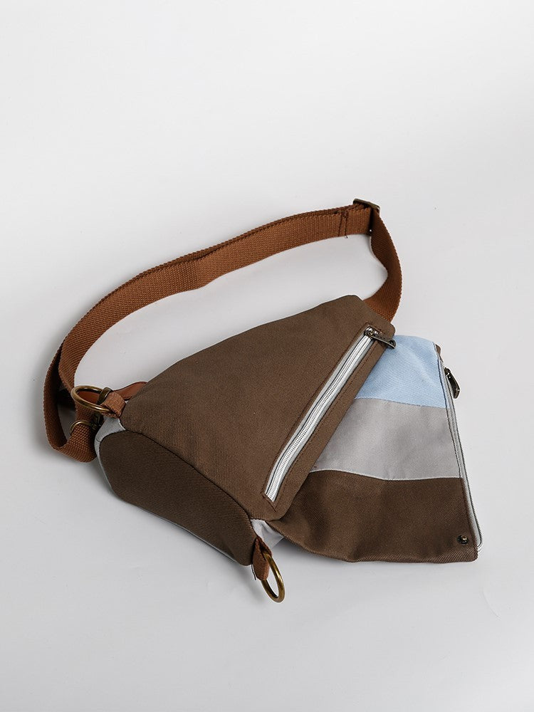 Chest bag shoulder bag crossbody hit color canvas bag