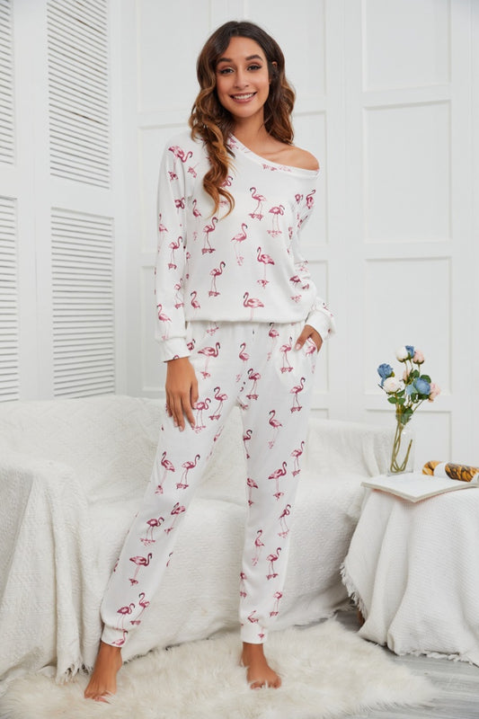 Conjunto de salón con pantalón y top de manga larga Flamingo