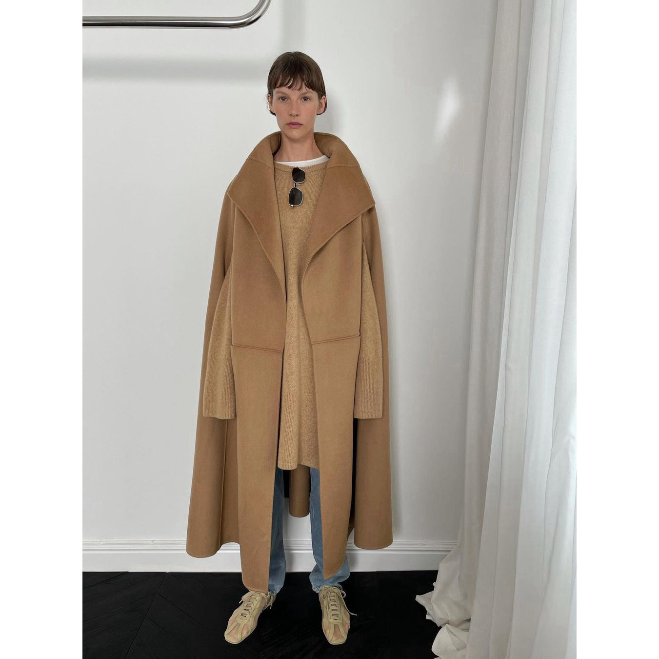 Women's Fashion Casual Loose Long Double-sided Wool Overcoat Coat