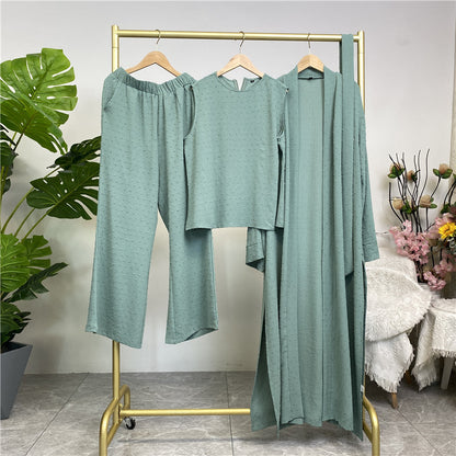 Long Cardigan Sleeveless Top And Pants