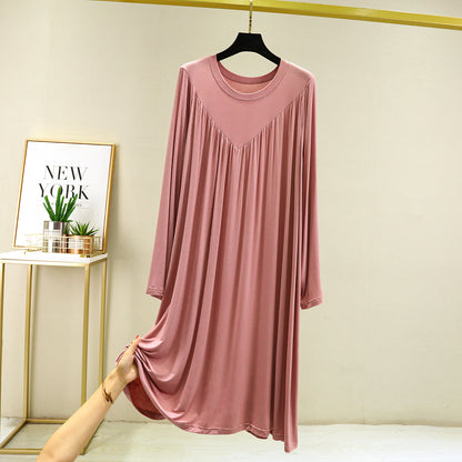 Summer Long-sleeve Loose Pajamas Plus Size Thin Dress