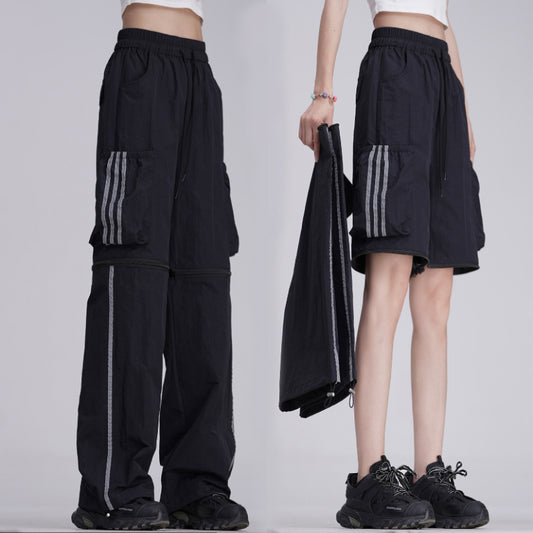 Casual Detachable Shorts Reflective Wide-leg Pants