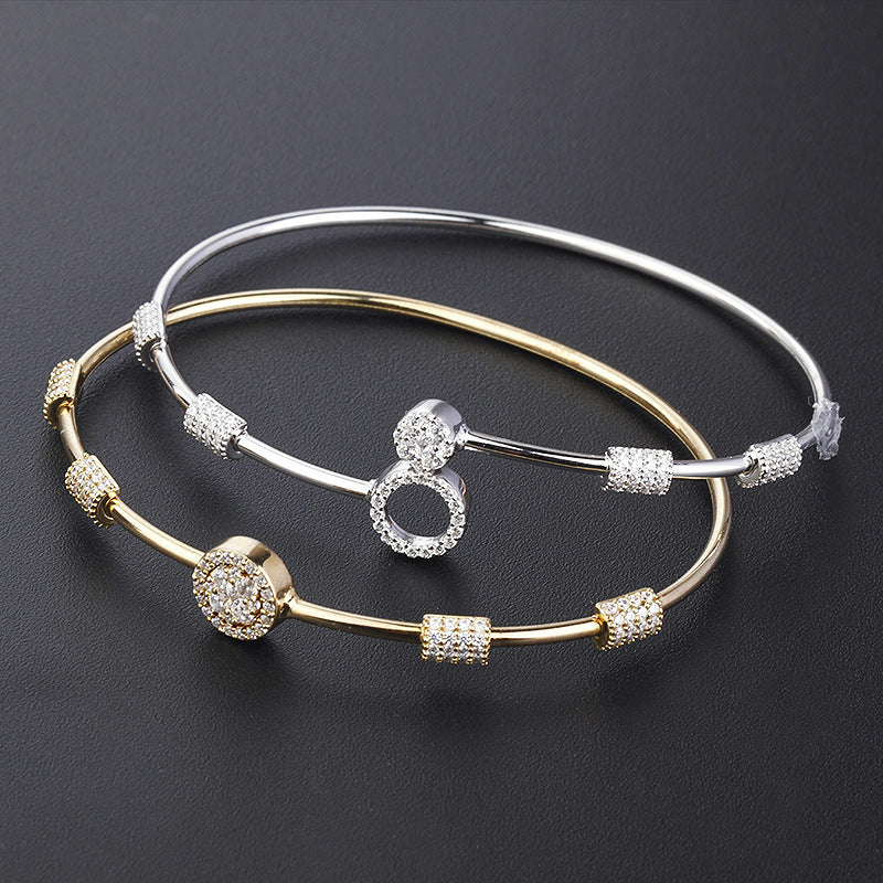 Women's Fashion Silver Zircon Stretch Bracelet