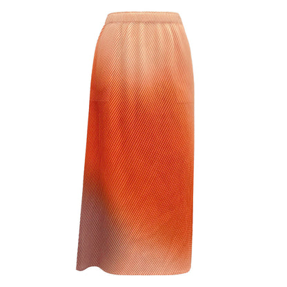 Women's Fashion Gradient High Waist Print Scale Pleated Skirt